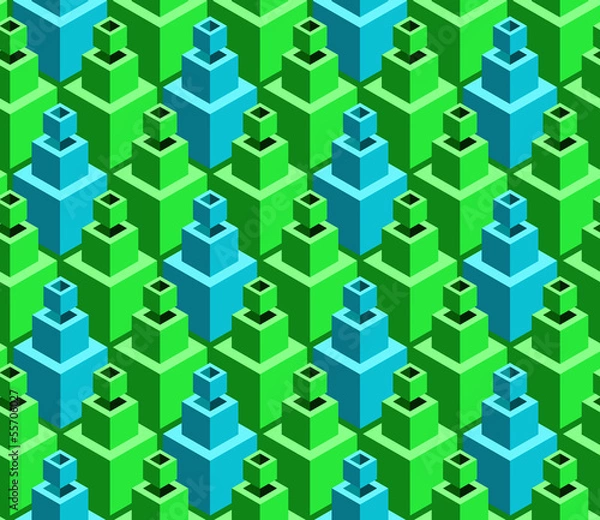 Obraz Seamless vector background with green and blue cubes