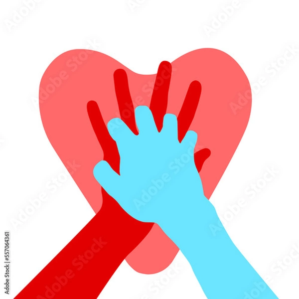 Fototapeta CPR cardio-pulmonary resuscitation, vector with a big red heart and two hands doing a lifesaving technique called Cardiopulmonary resuscitation to the heart that stops beating