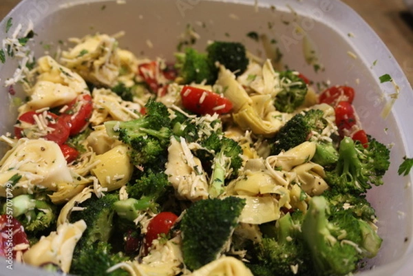 Obraz pasta with mushrooms and vegetables