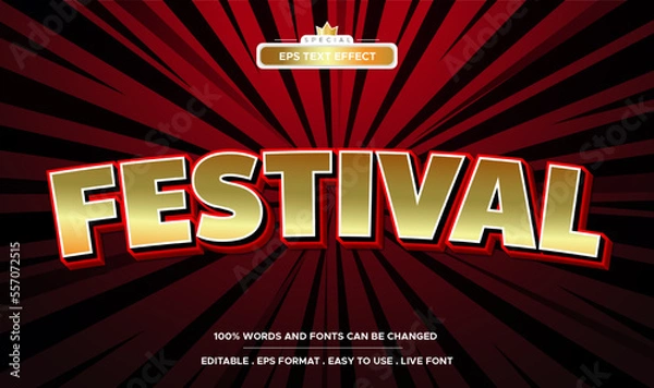 Fototapeta Festival, carnival, new year, circus text effect editable