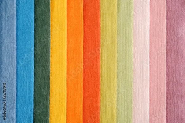 Fototapeta Close-up colorful fabric samples texture background