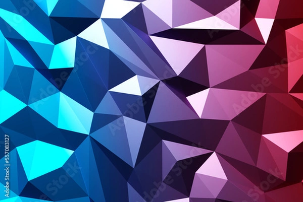 Fototapeta Red and blue  polygonal pattern with triangles, geometric 3d texture