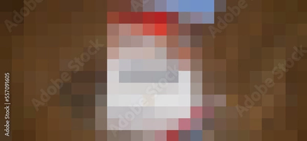 Obraz Abstract pixel background with the dominant brown color, there are also other colors such as white, red, and blue.