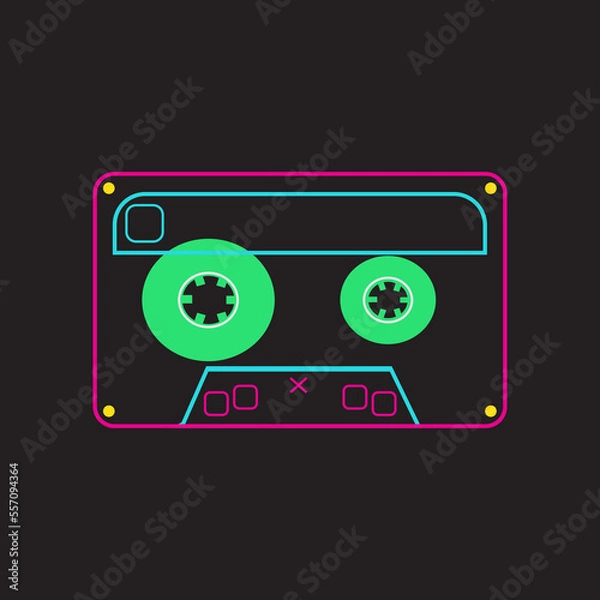 Obraz colored and transparent tape cassette, vector logo icon
