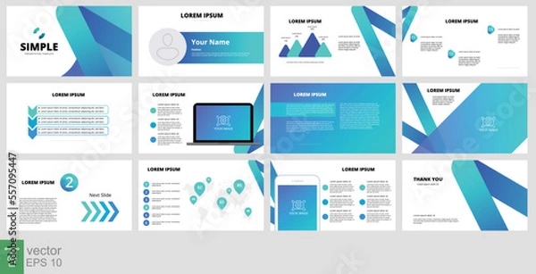 Fototapeta Business presentation, ppt template. Used in marketing and advertising, flyer and banner, the annual report. Elements on light grey background. EPS 10.