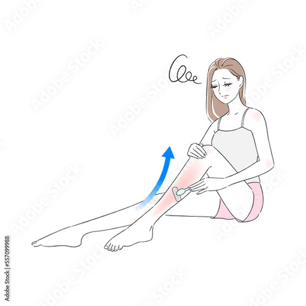 Fototapeta 女性　足　無駄毛処理　剃刀負け　美女　悩み　肌トラブル