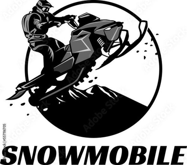 Obraz snowmobile trails logo design illustration vector