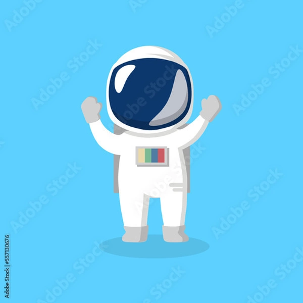 Fototapeta Astronaut Plain Background Cartoon Vector Illustration. Space Icon Concept Isolated Premium Vector. Cartoon Style