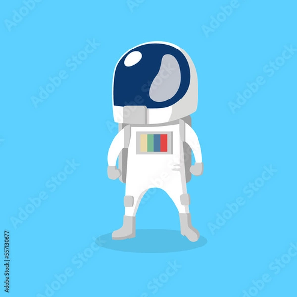 Fototapeta Astronaut Plain Background Cartoon Vector Illustration. Space Icon Concept Isolated Premium Vector. Cartoon Style