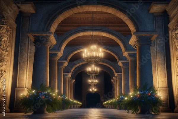 Fototapeta リアルな城や室内系背景イラスト(AI generated image)