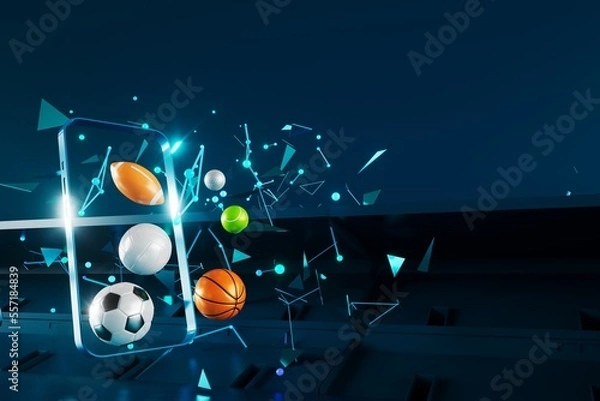 Fototapeta 3d football object design. realistic rendering. abstract futuristic background. 3d illustration. motion geometry concept. sport competition graphic. tournament game bet content. soccer ball element.