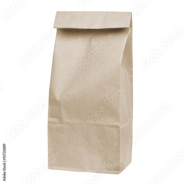 Obraz disposable paper bag isolated on white background