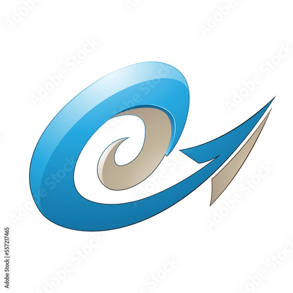 Obraz Hurricane Shaped Embossed Arrow in Blue and Beige Colors