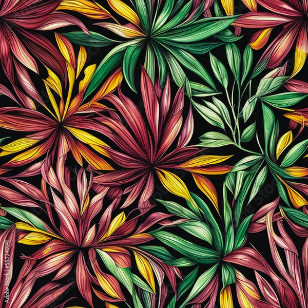 Obraz Seamless pattern with exotic flowers