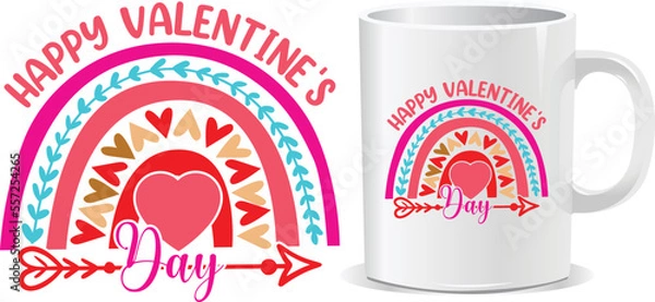 Fototapeta Happy valentine's day mug and t-shirt design vector