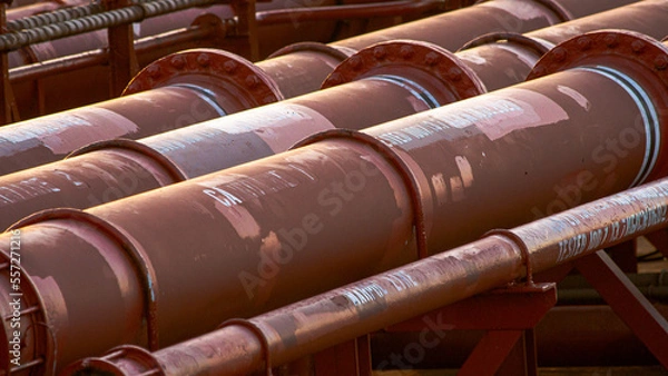 Obraz Pipe line on main deck oil tanker