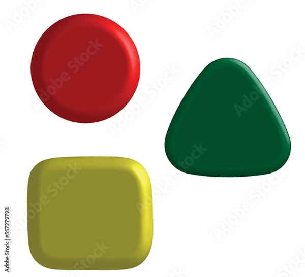 Fototapeta circle, triangle and square on white background, vector set of 3d geometric shapes 