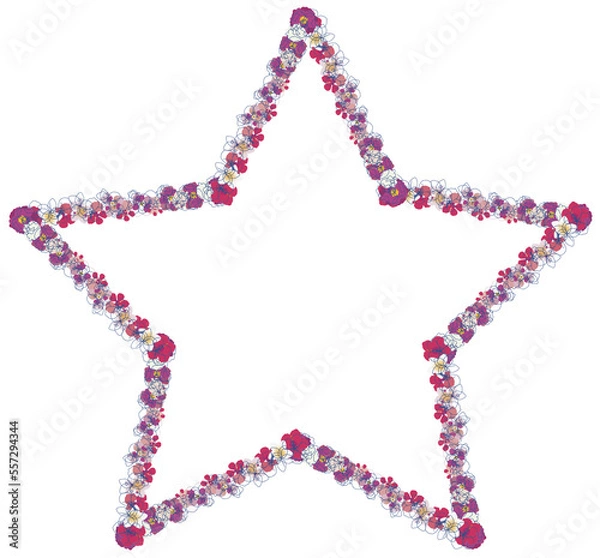 Fototapeta メッセージカードに使えるフレーム 枠 花のイラスト