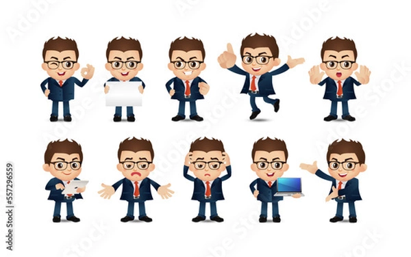Fototapeta Business person in different positions set