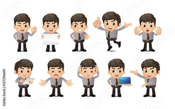 Fototapeta Business person in different positions set
