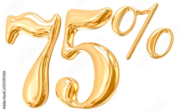 Obraz Discount 75 Percentage 3d gold Number with generative AI