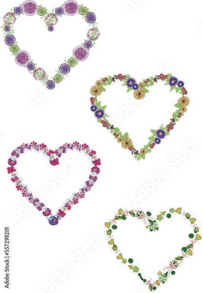 Fototapeta メッセージカードに使えるフレーム 枠 花のイラスト