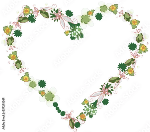 Fototapeta メッセージカードに使えるフレーム 枠 花のイラスト