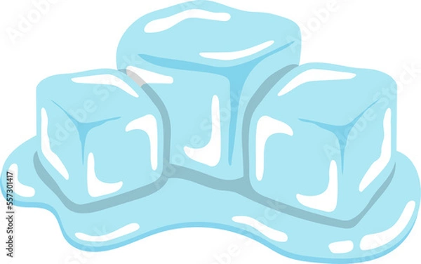 Obraz Comic cartoon vector of ice cubes, cold transparent freeze melting