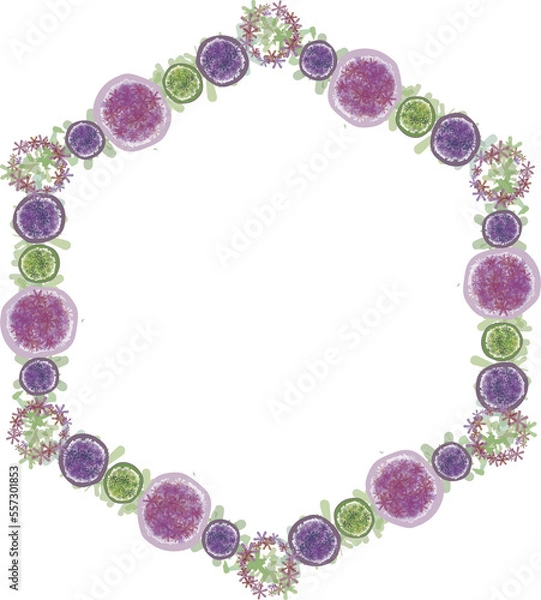 Fototapeta メッセージカードに使えるフレーム 枠 花のイラスト