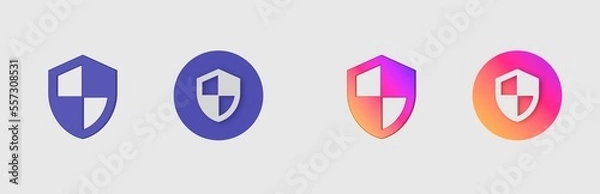 Obraz Security, Shield isolated on background, sign, icon, symbol, 3d rendering.