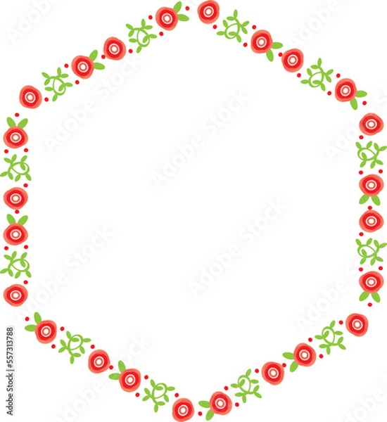 Fototapeta メッセージカードに使えるフレーム 枠 花のイラスト