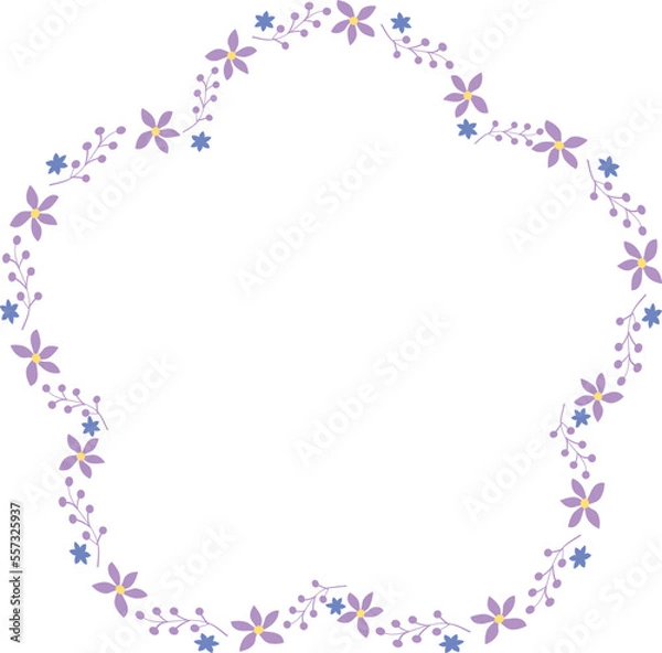 Fototapeta メッセージカードに使えるフレーム 枠 花のイラスト