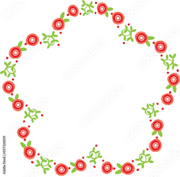 Fototapeta メッセージカードに使えるフレーム 枠 花のイラスト