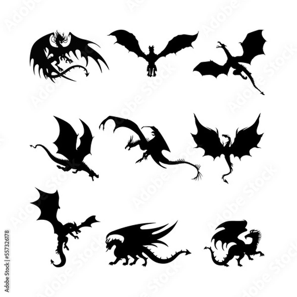 Obraz Flying Dragon Silhouette Collection
