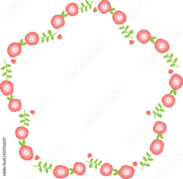 Fototapeta メッセージカードに使えるフレーム 枠 花のイラスト