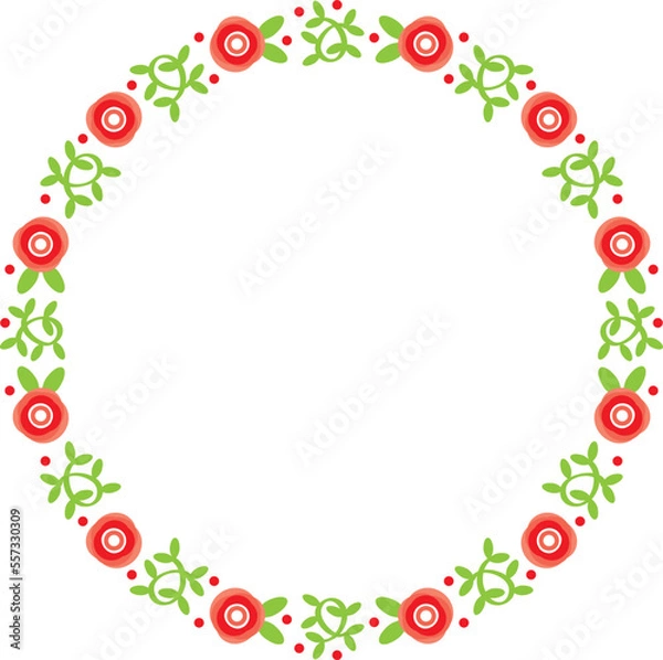 Fototapeta メッセージカードに使えるフレーム 枠 花のイラスト