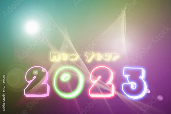 Obraz 2023 digital creative synthesis on color background