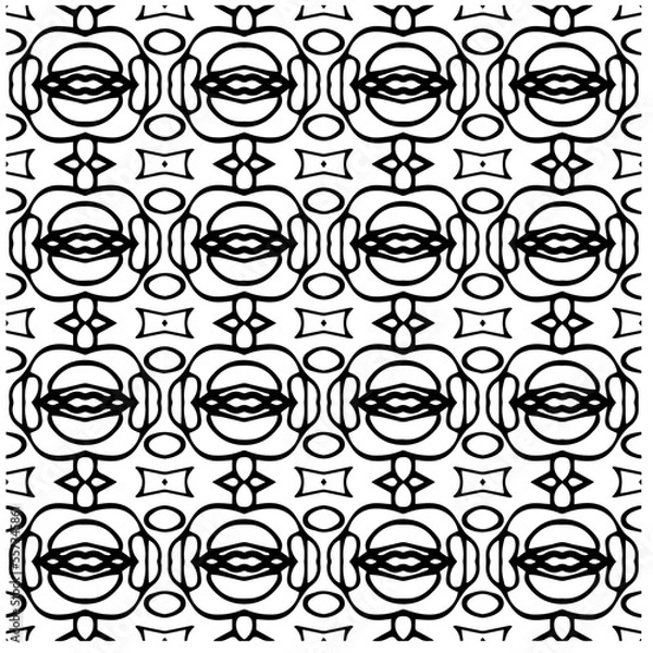 Fototapeta Vector pattern in geometric ornamental style. Black and white color.Seamless pattern.