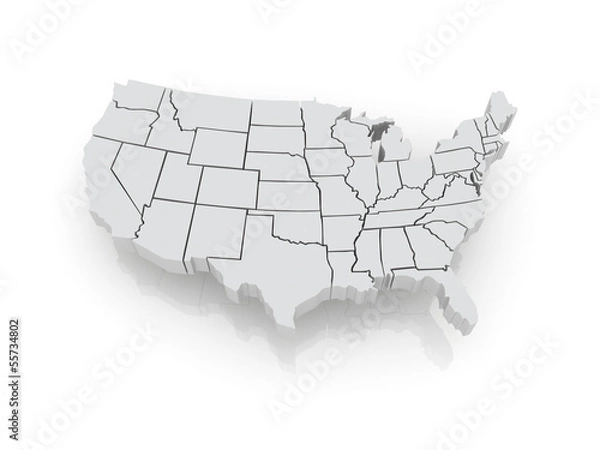 Obraz Three-dimensional map of USA.