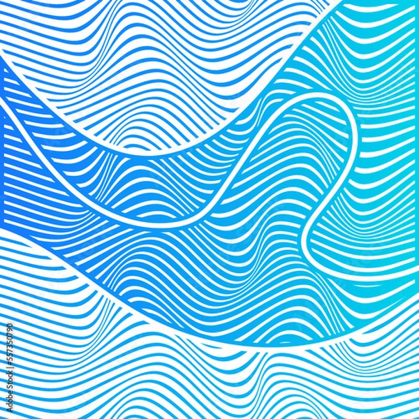 Obraz ABSTRACT COLORFUL GRADIENT BLUE WAVY LINE PATTERN BACKGROUND. COVER DESIGN 