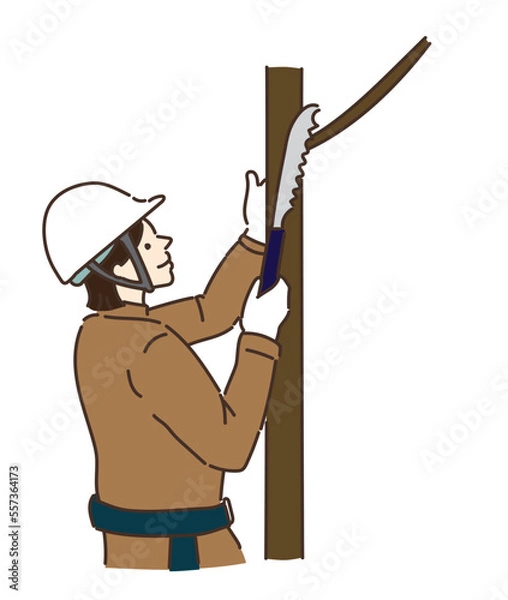 Fototapeta 林業　イラスト　枝切り　伐採　きこり　