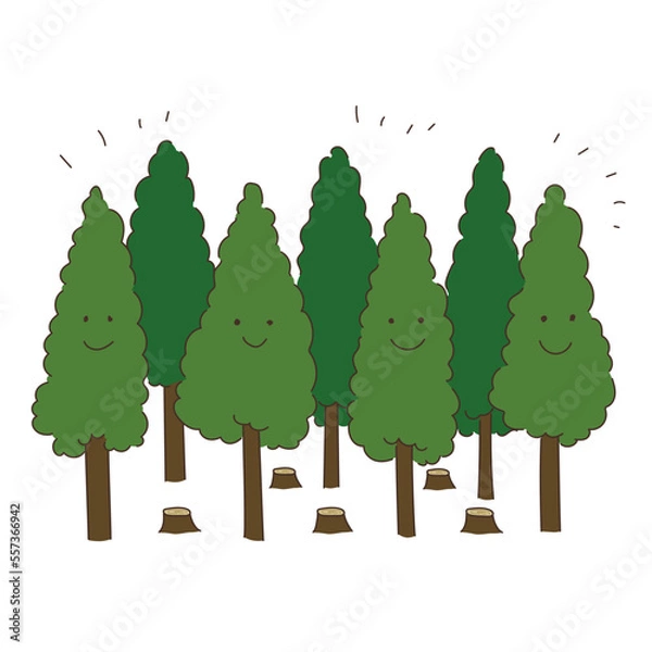 Fototapeta 林業　森のイラスト