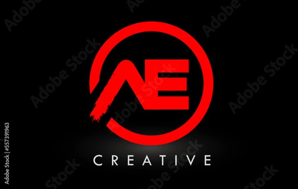 Obraz Red AE Brush Letter Logo Design. Creative Brushed Letters Icon Logo.