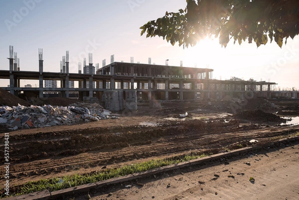 Obraz high-rise buildings, construction on site, residence, new house