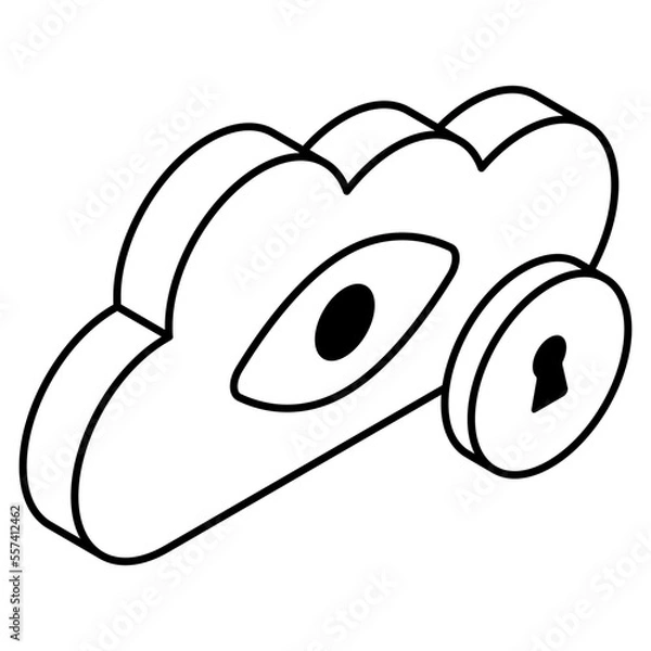 Fototapeta Conceptual flat design icon of cloud security