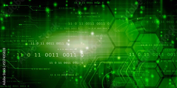 Obraz 2d illustration abstract digital binary data on computer screen