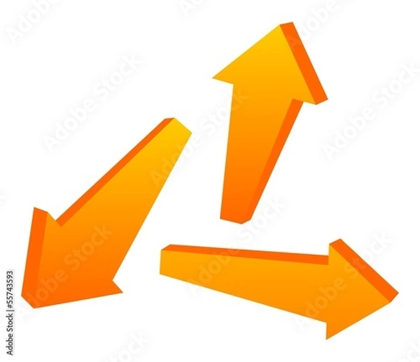 Fototapeta set of orange 3D arrows