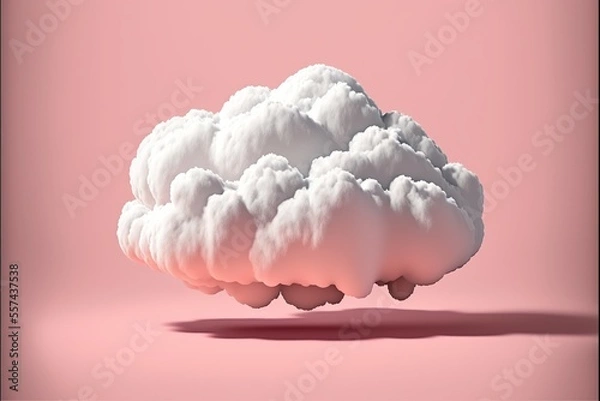 Fototapeta Pastel pink background with white cloud. Relaxation concept. Generative ai. 