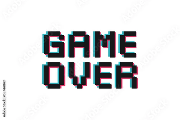 Fototapeta Game over text in pixel art. Vector illustration 