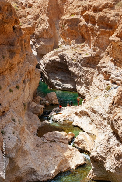 Fototapeta Flusslauf durch die Schlucht des Wadi Shab,Oman